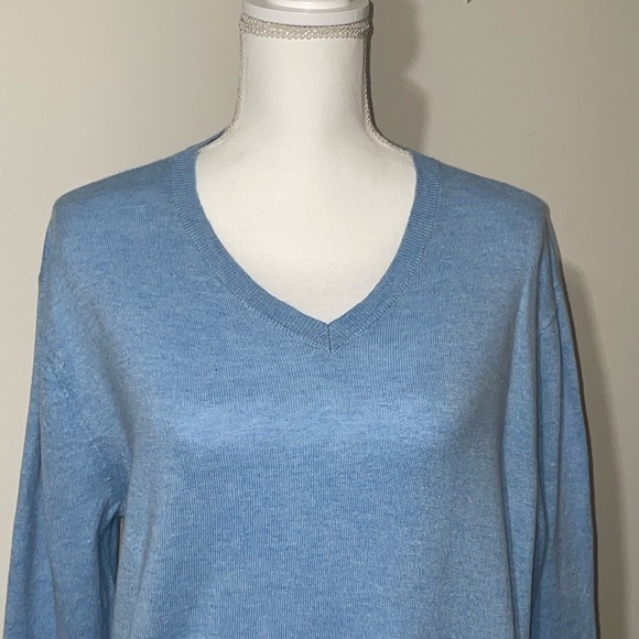Banana Republic Light Blue Long Sleeve V-Neck Sweater, Luxe Collection, Size M - Picture 5 of 10